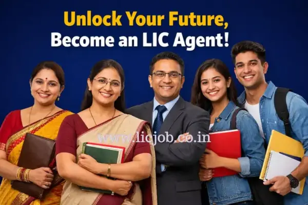 Indian housewife, teacher, banker and college graduates representing career opportunities as LIC agents in India