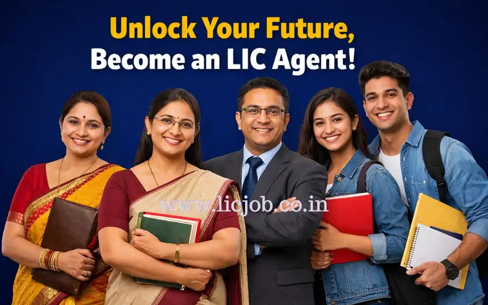 Indian housewife, teacher, banker and college graduates representing career opportunities as LIC agents in India
