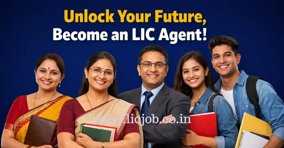 Indian housewife, teacher, banker and college graduates representing career opportunities as LIC agents in India
